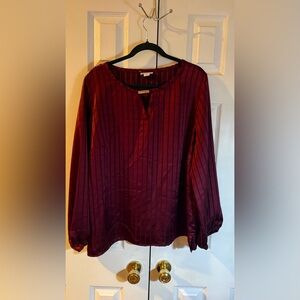 Liz Claiborne Deep Red Checkered Blouse